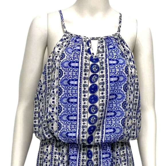 Japna Women’s Blue Multi-Print Sleeveless Maxi Dress with Keyhole Neckline – XS - Picture 8 of 11